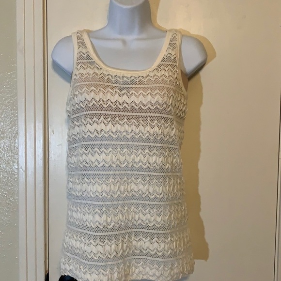 Karen Kane 3D white Mesh Tank Top, S - Picture 1 of 7
